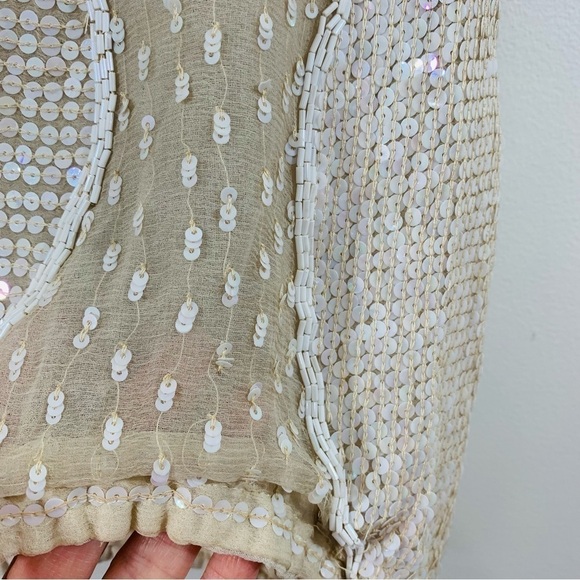 Vintage Lillie Rubin 100% silk beaded sequin top. - Picture 3 of 12